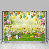 Lofaris Bunny With Eggs Garden Spring Happy Easter Backdrop